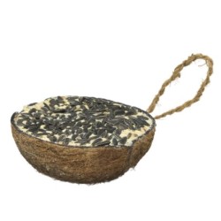 Karma tłuszczowa  z nasionami słonecznika w kokosie połówce dla ptaków wolnożyjących, 290 g