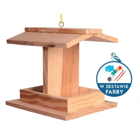 Karmnik dla ptaków, drewniany, 14x11x11,5cm, farby w zestawie
