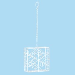 Karmnik dla ptaków do zawieszania bloków tłuszczowych, biały, metalowy, 13,5x5x13,8cm