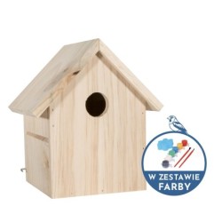 Lęgówka dla ptaków, drewniana, 17x15,5x20,5cm, do montażu, farby w zestawie
