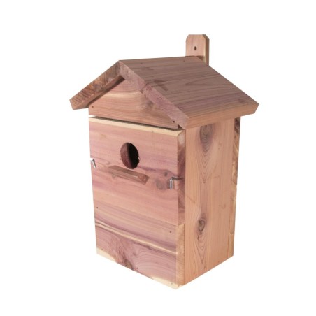 Lęgówka dla ptaków, z drewna cedrowego, 2szt wymiennych frontów w zestawie, 21x15,5x32cm