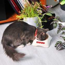 Garfield, miska z melaminy dla kota, biała/szara