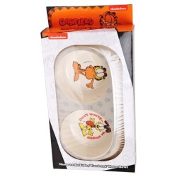 Garfield, podwójna miska z melaminy dla kota, biała/szara