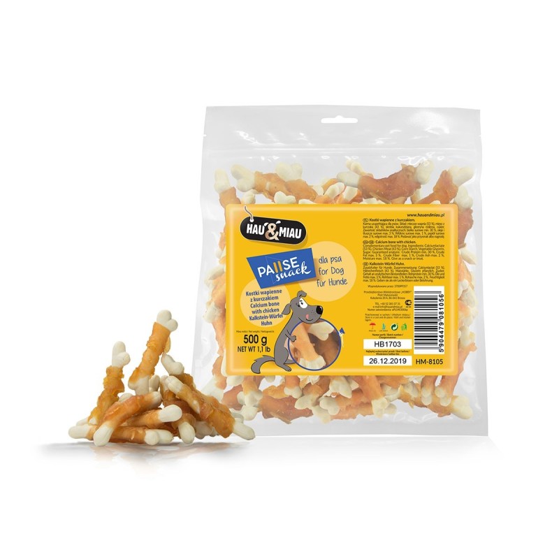 Pausesnack przysmak dla psa, kostki wapienne z kurczakiem 500g