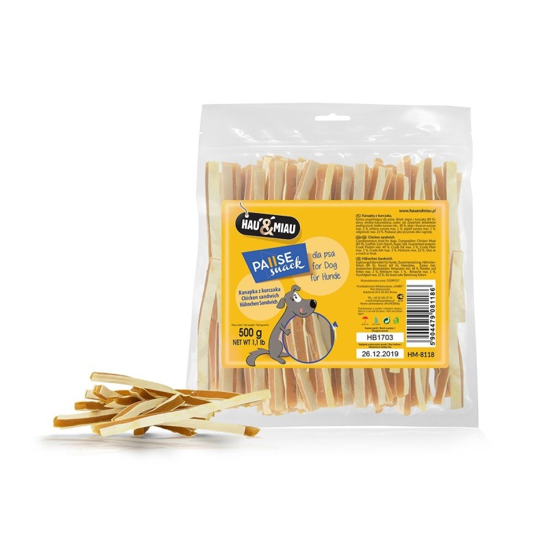 Pausesnack przysmak dla psa, kanapka z kurczakiem 500g