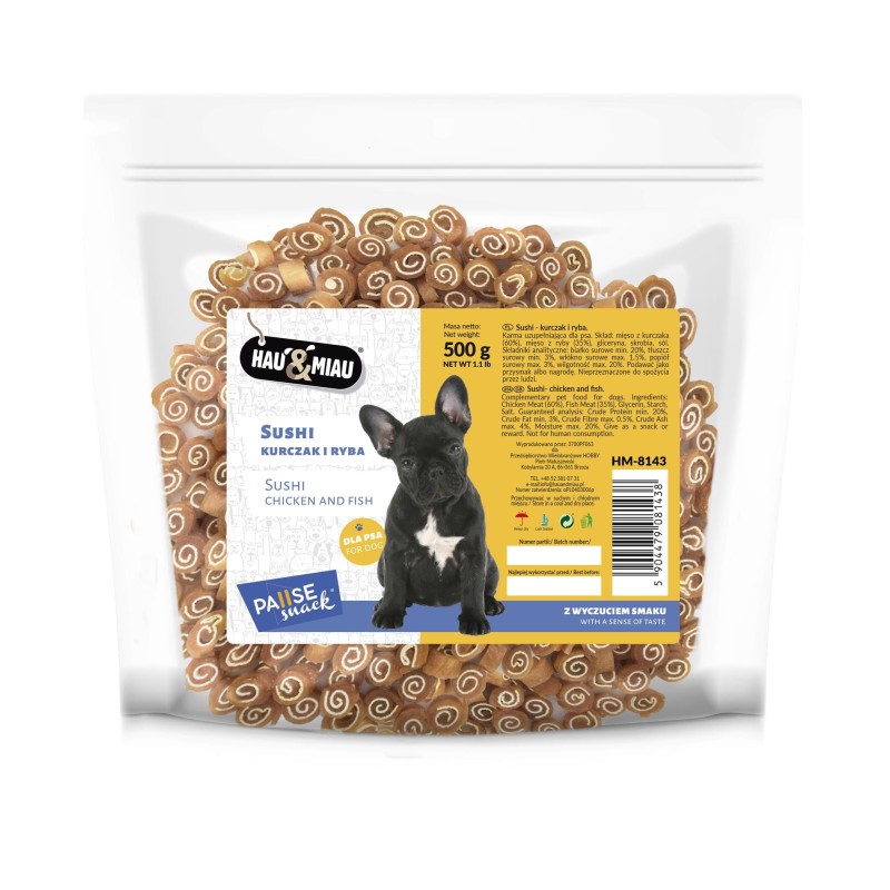 Pausesnack przysmak dla psa, sushi - kurczak i ryba 500g