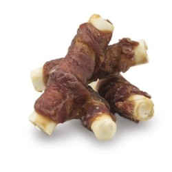 Pausesnack przysmak dla psa, patyki ze skóry oplecione kaczką 500g