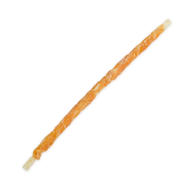 Pausesnack przysmak dla psa, patyk ze skóry owiniety kurczakiem 30cm, śr. 1cm, 500g