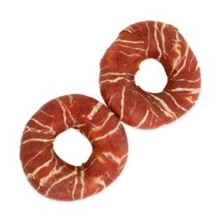 Pausesnack przysmak dla psa, donaty ze skóry  owinięte kaczką marmurkową, 7-8cm, 500g