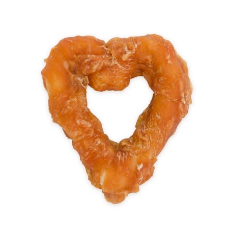 Pausesnack przysmak dla psa, serca ze skóry owiniete kurczakiem, 10cm, 500g
