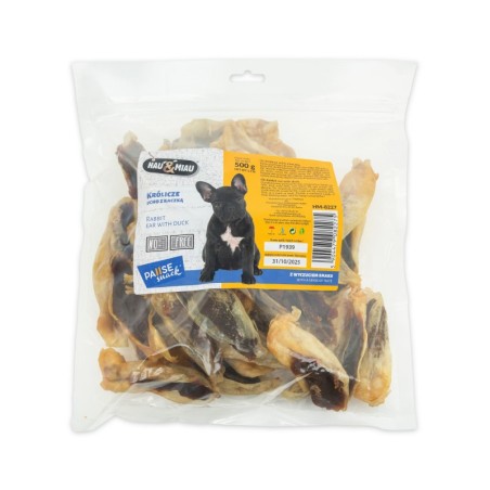 Pausesnack przysmak dla psa, królicze ucho z kaczką  500g