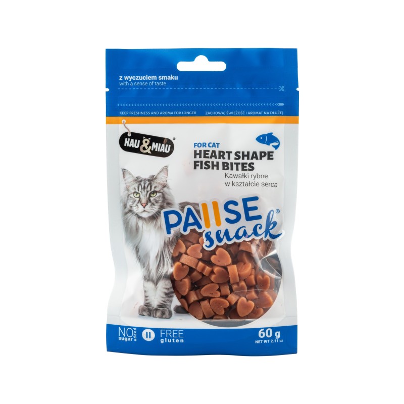Pausesnack przysmak dla kota, kawałki rybne w kształcie serca 60g