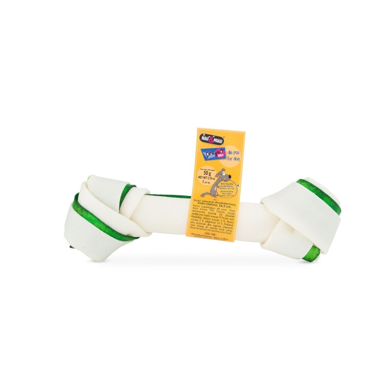 Kość wiązana dwukolorowa, biało-zielona 16,5cm, 10szt/op, 500g/op, 20 op/karton