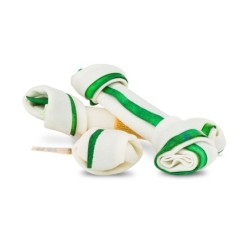 Kość wiązana dwukolorowa, biało-zielona 16,5cm, 10szt/op, 500g/op, 20 op/karton