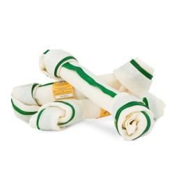 Kość wiązana dwukolorowa, biało-zielona 21,5cm, 10szt/op, 850g/op, 10 op/karton