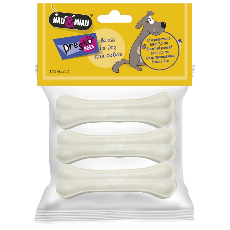 KOŚĆ PRASOWANA BIAŁA ,7,5 cm, 3szt/op,45 g/op, 144 op/karton