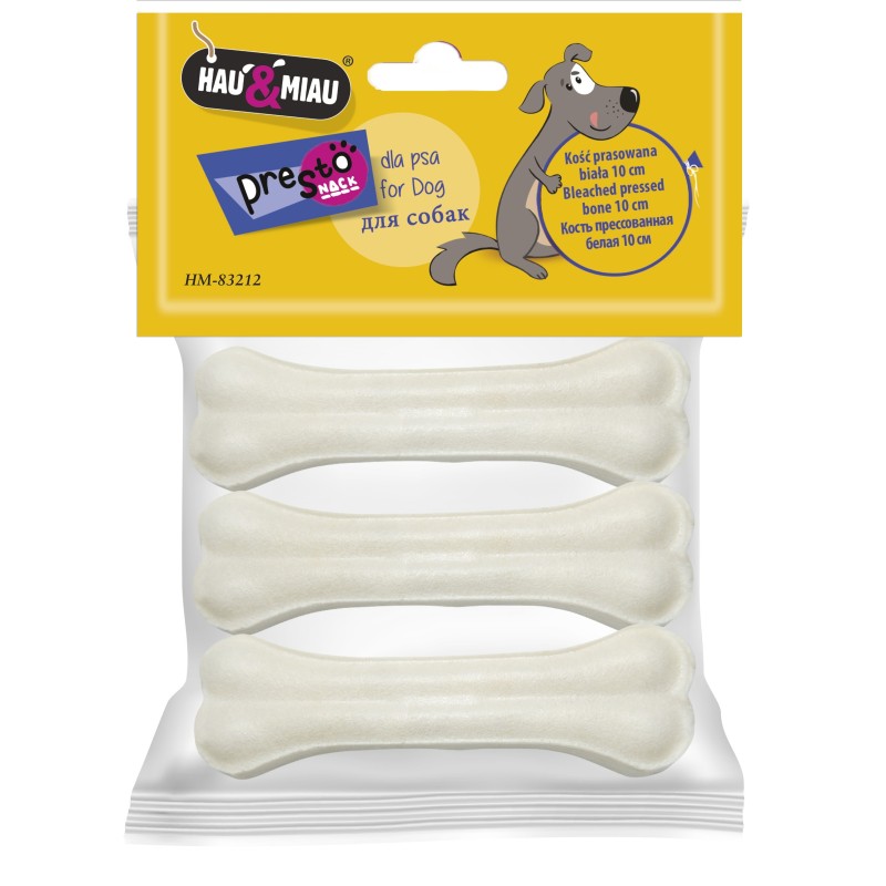 KOŚĆ PRASOWANA BIAŁA ,10 cm, 3szt/op,90 g/op, 120 op/karton