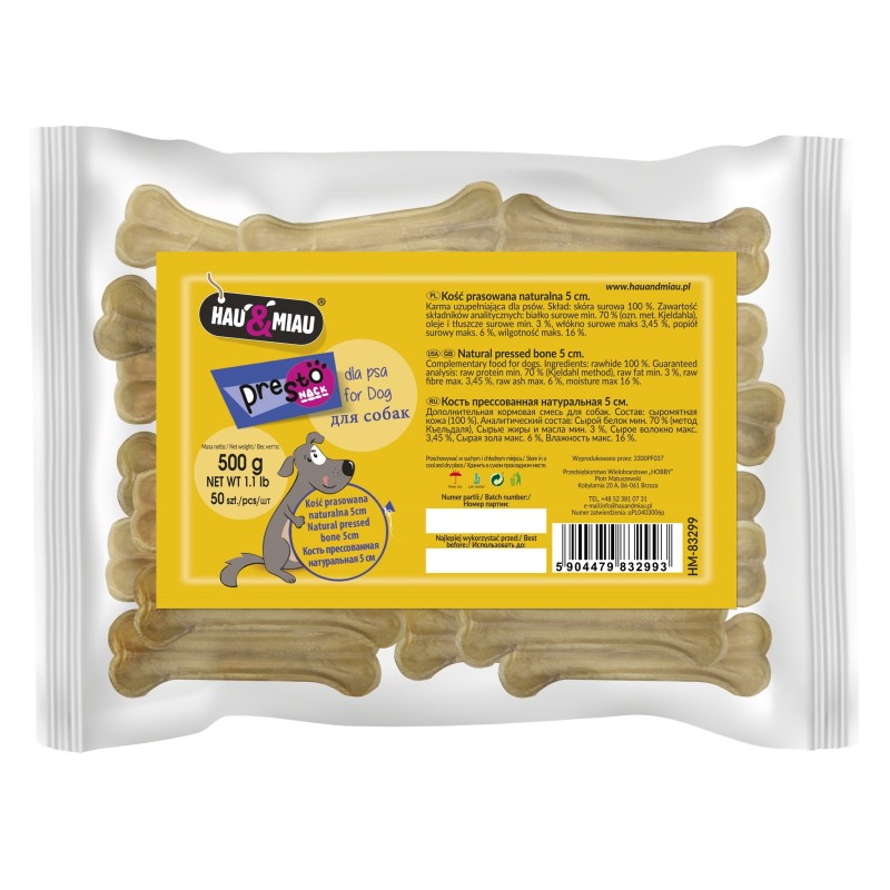 KOŚĆ PRASOWANA NATURALNA,5 cm, 50szt/op, 500 g/op.,12op/karton