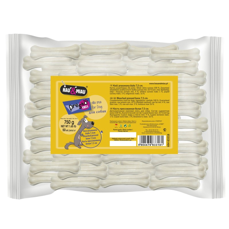 KOŚĆ PRASOWANA BIAŁA 7,5cm, 50szt/op, 750g/op, 5 op/karton