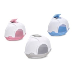 Ginger, kuweta narożna, dla kota, biała/ciemno beżowa, 52x52x44,5 cm