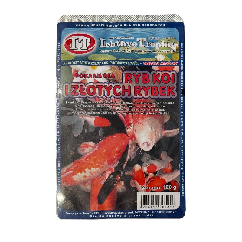 MROŻONKA POKARM DLA ZŁOTYCH RYBEK IRYB KOI 100G