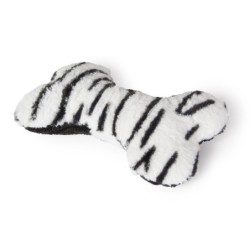 Myca, zabawka, dla psa, kość, biała, tygrysie paski, pluszowa 20X12X6cm