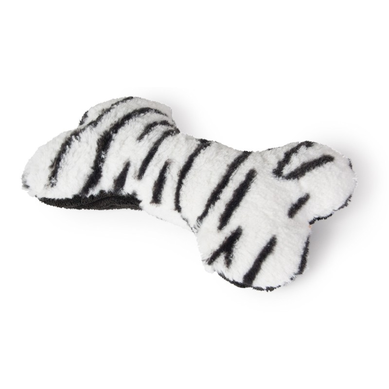 Myca, zabawka, dla psa, kość, biała, tygrysie paski, pluszowa 20X12X6cm