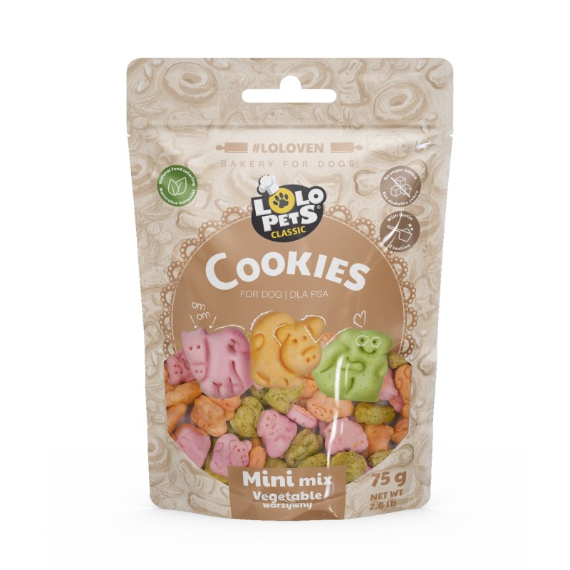 Ciastka dla psa mini mix zwierzątka warzywne 75g