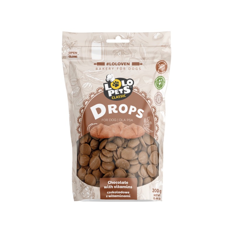 DROPSY CZEKOLADOWE Z WITAMINAMI DLA PSA 200g