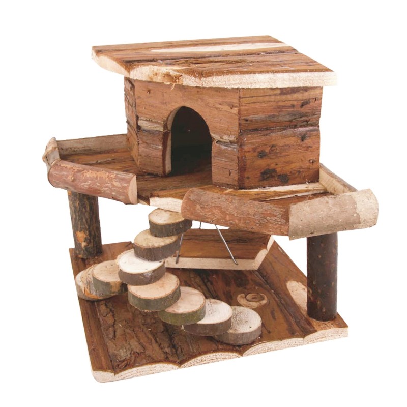 Domek na drzewie dla gryzoni, drewniany, 19x19x27,5cm