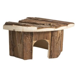 Domek narożny dla gryzoni, drewniany, 15x15x11cm