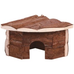 Domek narożny dla gryzoni, drewniany, 15x15x11cm