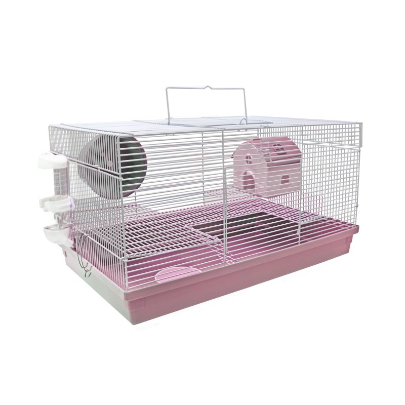 Klatka dla gryzoni do czasowego pobytu 47x30x27 cm biało/różowa