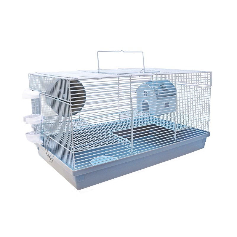 Klatka dla gryzoni do czasowego pobytu 47x30x27 cm biało/niebieska