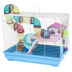 Klatka dla gryzoni do czasowego pobytu 47x30x37 cm biało/ niebieska