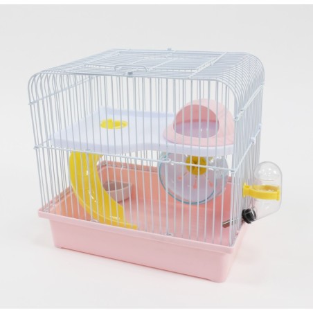 Klatka dla gryzoni do czasowego pobytu 27x20,5x25,5 cm biało/różowa