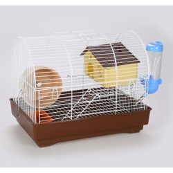 Klatka dla gryzoni do czasowego pobytu 33x23x26 cm biało/brązowa