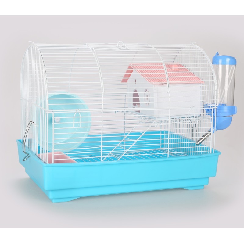 Klatka dla gryzoni do czasowego pobytu 33x23x26 cm biało/niebieska