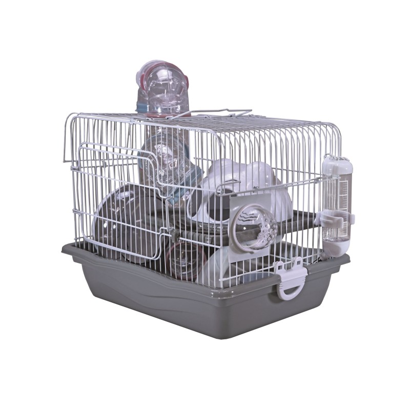 Klatka dla gryzoni do czasowego pobytu, 35,5x26,6x27,5 cm, biało/szara