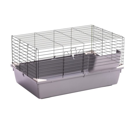 Klatka dla gryzoni i królika, CAVIA, szary, 75 x 47 x 43 cm