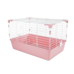 Klatka dla gryzoni i królika, 69 x 44,5 x 43 cm, biało/różowa