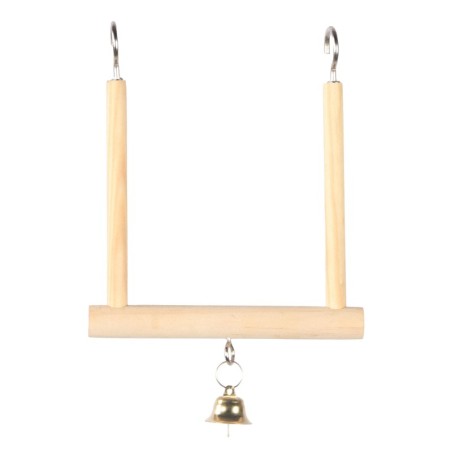 Huśtawka, dla ptaków, drewniana, z dzwonkiem 12,5x15x13,5 cm