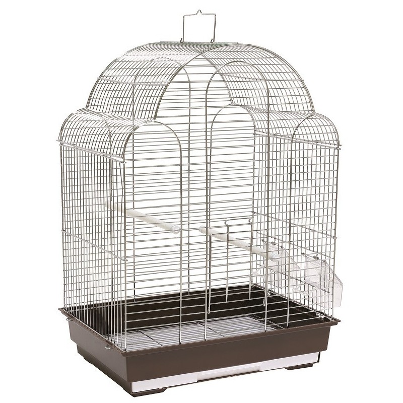 Klatka dla ptaków 42x30x57 cm srebrno/brązowa