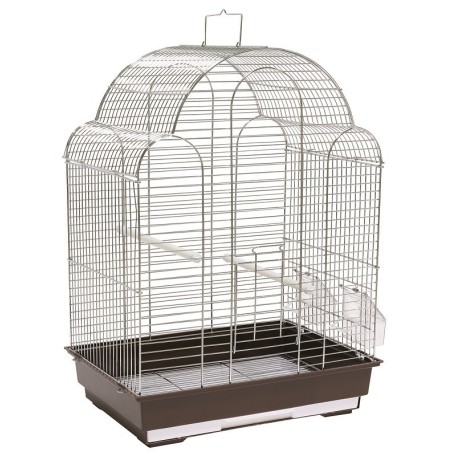 Klatka dla ptaków 42x30x57 cm srebrno/brązowa
