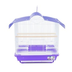 Klatka dla ptaków, zaokrąglona, fioletowo-biała,  wym. 36 x 28.8 x 40,2cm