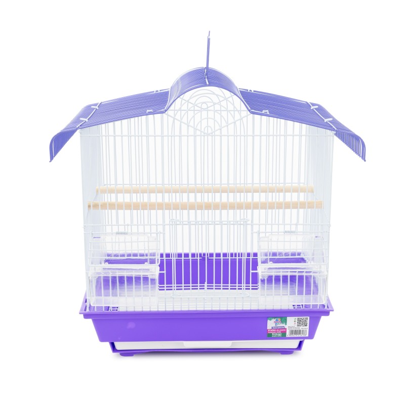 Klatka dla ptaków, zaokrąglona, fioletowo-biała,  wym. 36 x 28.8 x 40,2cm