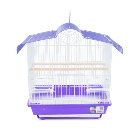 Klatka dla ptaków, zaokrąglona, fioletowo-biała,  wym. 36 x 28.8 x 40,2cm