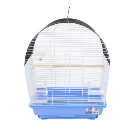 Klatka dla ptaków, zaokrąglona niebieska,drut kolor czarny i niebieski,  wym. 36 x 28.8 x 46cm