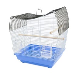 Klatka dla ptaków, niebieska,drut kolor czarny i niebieski,  wym. 36 x 28.8 x 46cm