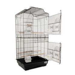 Klatka dla ptaków, czarna, wym. 46.8 x 35.5 x 92cm